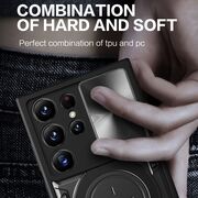 Husa pentru  Samsung Galaxy S24 Ultra cu protecție pentru cameră și suport magnetic integrat Ring Shockproof, negru
