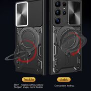 Husa pentru  Samsung Galaxy S24 Ultra cu protecție pentru cameră și suport magnetic integrat Ring Shockproof, rosu
