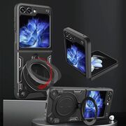 Husa pentru  Samsung Galaxy Z Flip 5 cu protecție pentru cameră și suport magnetic integrat Ring Shockproof, rose gold