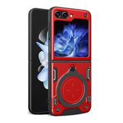 Husa pentru  Samsung Galaxy Z Flip 5 cu protecție pentru cameră și suport magnetic integrat Ring Shockproof, rosu