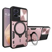 Husa pentru Motorola Moto G85 cu protecție pentru cameră și suport magnetic integrat Ring Shockproof, rose gold