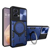 Husa pentru Motorola Moto G85 cu protecție pentru cameră și suport magnetic integrat Ring Shockproof, albastru