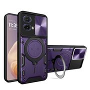 Husa pentru Motorola Moto G85 cu protecție pentru cameră și suport magnetic integrat Ring Shockproof, mov