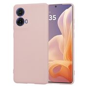 Husa pentru Motorola Moto G85 Liquid Silicone, subțire, captusita cu microfibra, anti amprentă, protectie cameră foto, pink sand