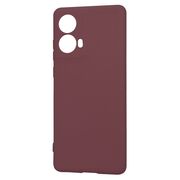 Husa pentru Motorola Moto G85 Liquid Silicone, subțire, captusita cu microfibra, anti amprentă, protectie cameră foto, burgundy