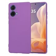 Husa pentru Motorola Moto G85 Liquid Silicone, subțire, captusita cu microfibra, anti amprentă, protectie cameră foto, mov inchis