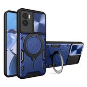 Husa pentru  Motorola Moto E22, E22i cu protecție pentru cameră și suport magnetic integrat Ring Shockproof, albastru