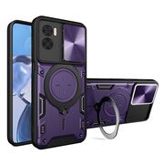 Husa pentru  Motorola Moto E22, E22i cu protecție pentru cameră și suport magnetic integrat Ring Shockproof, mov