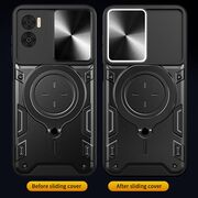 Husa pentru  Motorola Moto E22, E22i cu protecție pentru cameră și suport magnetic integrat Ring Shockproof, mov