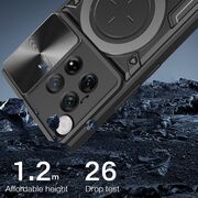 Husa pentru  OnePlus 12 cu protecție pentru cameră și suport magnetic integrat Ring Shockproof, albastru