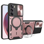 Husa pentru  Oppo Reno 12 cu protecție pentru cameră și suport magnetic integrat Ring Shockproof, rose gold