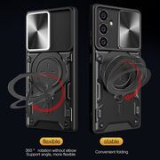 Husa pentru  Samsung Galaxy A15 cu protecție pentru cameră și suport magnetic integrat Ring Shockproof, rosu