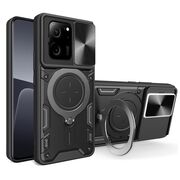Husa pentru  Xiaomi 13T, 13T Pro cu protecție pentru cameră și suport magnetic integrat Ring Shockproof, negru