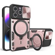 Husa pentru  iPhone 14 Pro  cu protecție pentru cameră și suport magnetic integrat Ring Shockproof, rose gold