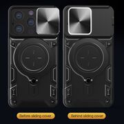 Husa pentru  iPhone 15 Pro Max cu protecție pentru cameră și suport magnetic integrat Ring Shockproof, negru