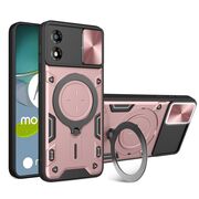 Husa pentru  Motorola Moto E13 cu protecție pentru cameră și suport magnetic integrat Ring Shockproof, rose gold