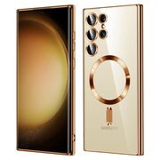 Husa pentru  Samsung Galaxy S23 Ultra 5G cu MagSafe Sparkle Glare Detachable Layer, cu protectie lentile - gold
