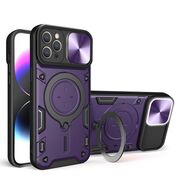 Husa pentru  iPhone 12 Pro Max cu protecție pentru cameră și suport magnetic integrat Ring Shockproof, mov