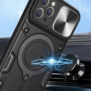 Husa pentru  iPhone 12 Pro Max cu protecție pentru cameră și suport magnetic integrat Ring Shockproof, negru
