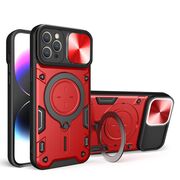 Husa pentru  iPhone 12 Pro Max cu protecție pentru cameră și suport magnetic integrat Ring Shockproof, rosu