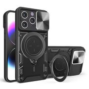 Husa pentru  iPhone 13 Pro cu protecție pentru cameră și suport magnetic integrat Ring Shockproof, negru