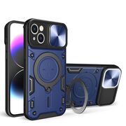 Husa pentru  iPhone 14 cu protecție pentru cameră și suport magnetic integrat Ring Shockproof, albastru