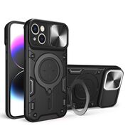 Husa pentru  iPhone 14 cu protecție pentru cameră și suport magnetic integrat Ring Shockproof, negru
