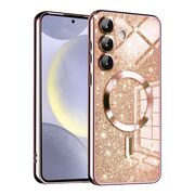 Husa pentru  Samsung Galaxy S24+ Plus cu MagSafe Sparkle Glare Detachable Layer, cu protectie lentile - rose gold