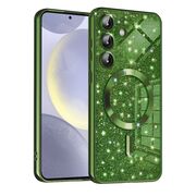 Husa pentru  Samsung Galaxy S24+ Plus cu MagSafe Sparkle Glare Detachable Layer, cu protectie lentile - verde