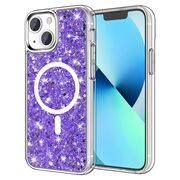 Husa pentru  iPhone 13 MagSafe cu sclipici Liquid Crystal Glitter, mov