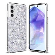 Husa pentru  Samsung Galaxy A55 cu sclipici Liquid Crystal Glitter, argintiu