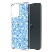 Husa pentru  Motorola Moto E14 cu sclipici Liquid Crystal Glitter, albastru