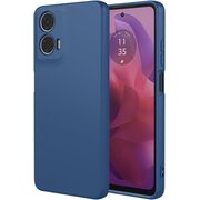 Husa pentru  Motorola Moto E14 Liquid Silicone, subțire, captusita cu microfibra, anti amprentă, protectie cameră foto, albastru