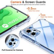Pachet 360: Folie din sticla + Husa Motorola Moto E14 Anti-Shock 1.5mm, reinforced 4 corners, transparent