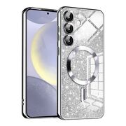 Husa pentru  Samsung Galaxy S24 cu MagSafe Sparkle Glare Detachable Layer, cu protectie lentile - argintiu