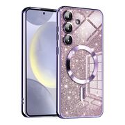 Husa pentru  Samsung Galaxy S24 cu MagSafe Sparkle Glare Detachable Layer, cu protectie lentile - mov deschis