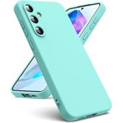 Husa pentru  Samsung Galaxy S24 Liquid Silicone, subțire, captusita cu microfibra, anti amprentă, protectie cameră foto, verde deschis