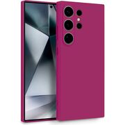 Husa pentru  Samsung Galaxy S24 Ultra Liquid Silicone, subțire, captusita cu microfibra, anti amprentă, protectie cameră foto, burgundy