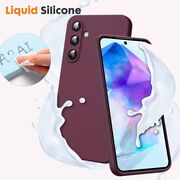 Husa pentru  Samsung Galaxy S24 Liquid Silicone, subțire, captusita cu microfibra, anti amprentă, protectie cameră foto, burgundy