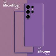 Husa pentru  Samsung Galaxy S24 Ultra Liquid Silicone, subțire, captusita cu microfibra, anti amprentă, protectie cameră foto, mov