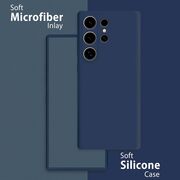 Husa pentru  Samsung Galaxy S24 Ultra Liquid Silicone, subțire, captusita cu microfibra, anti amprentă, protectie cameră foto, albastru