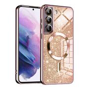 Husa pentru  Samsung Galaxy S21 FE cu MagSafe Sparkle Glare Detachable Layer, cu protectie lentile - rose gold