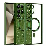 Husa pentru  Samsung Galaxy S22 Ultra 5G cu MagSafe Sparkle Glare Detachable Layer, cu protectie lentile - verde