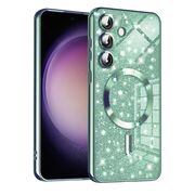 Husa pentru  Samsung Galaxy S23 FE cu MagSafe Sparkle Glare Detachable Layer, cu protectie lentile - verde deschis