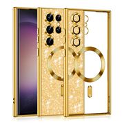 Husa pentru  Samsung Galaxy S23 Ultra 5G cu MagSafe Sparkle Glare Detachable Layer, cu protectie lentile - gold