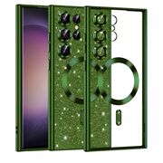 Husa pentru  Samsung Galaxy S23 Ultra 5G cu MagSafe Sparkle Glare Detachable Layer, cu protectie lentile - verde