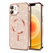 Husa pentru iPhone 12 cu MagSafe Sparkle Glare Detachable Layer, cu protectie lentile - rose gold