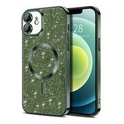 Husa pentru iPhone 12 cu MagSafe Sparkle Glare Detachable Layer, cu protectie lentile - verde