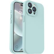 Husa pentru  iPhone 15 Pro Max Liquid Silicone, subțire, captusita cu microfibra, anti amprentă, protectie cameră foto, turcoaz