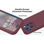 Husa pentru  iPhone 15 Pro Max Liquid Silicone, subțire, captusita cu microfibra, anti amprentă, protectie cameră foto, burgundy